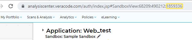 sandbox ID in URL